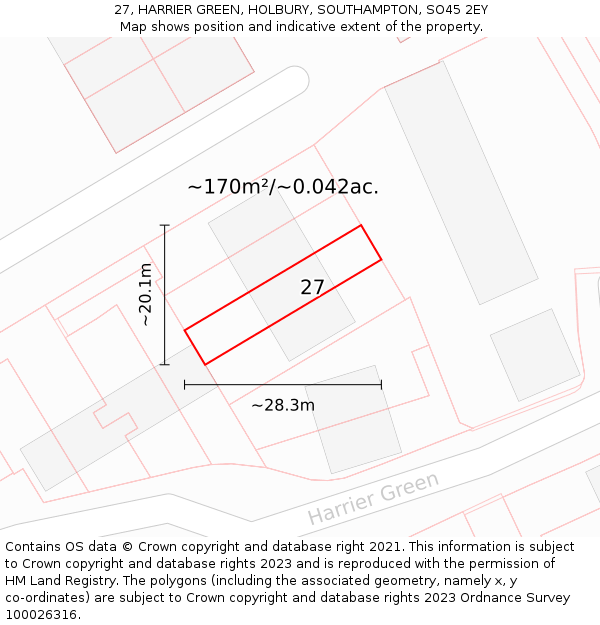 27, HARRIER GREEN, HOLBURY, SOUTHAMPTON, SO45 2EY: Plot and title map