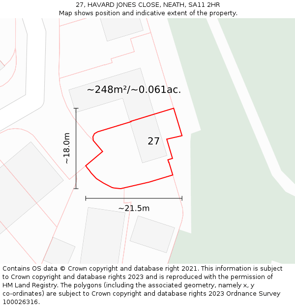 27, HAVARD JONES CLOSE, NEATH, SA11 2HR: Plot and title map