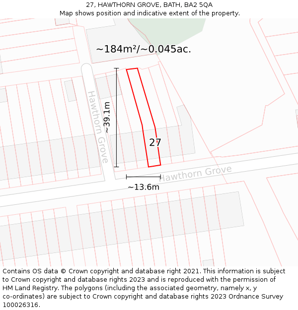 27, HAWTHORN GROVE, BATH, BA2 5QA: Plot and title map