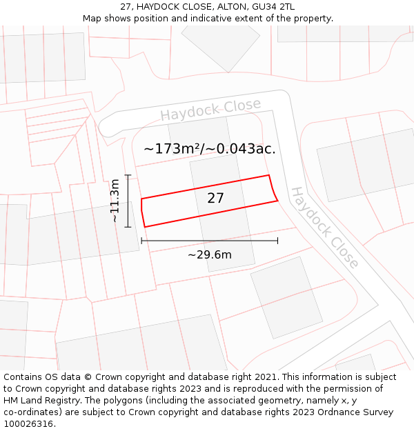 27, HAYDOCK CLOSE, ALTON, GU34 2TL: Plot and title map