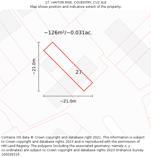 27, HAYTOR RISE, COVENTRY, CV2 3LE: Plot and title map