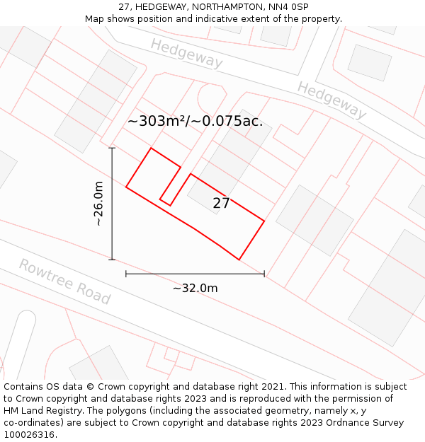 27, HEDGEWAY, NORTHAMPTON, NN4 0SP: Plot and title map