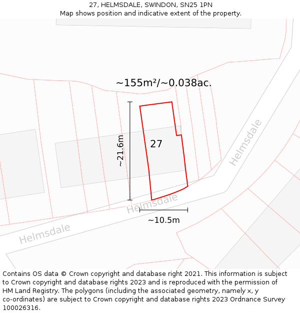 27, HELMSDALE, SWINDON, SN25 1PN: Plot and title map