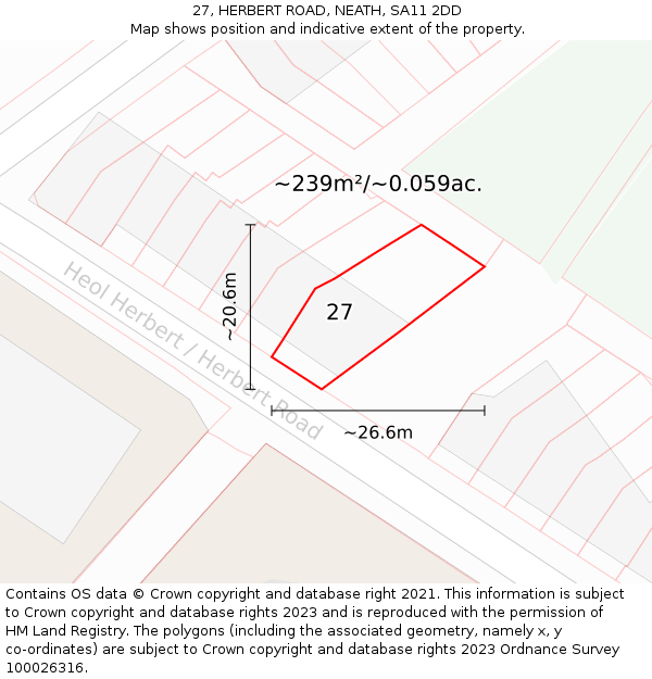 27, HERBERT ROAD, NEATH, SA11 2DD: Plot and title map