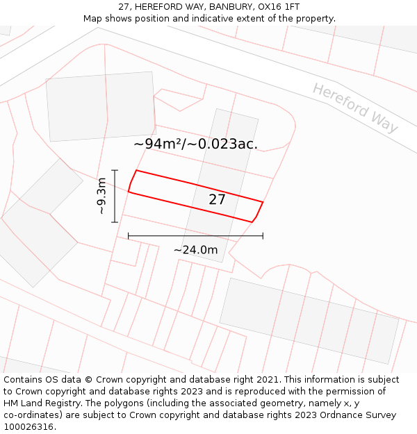 27, HEREFORD WAY, BANBURY, OX16 1FT: Plot and title map