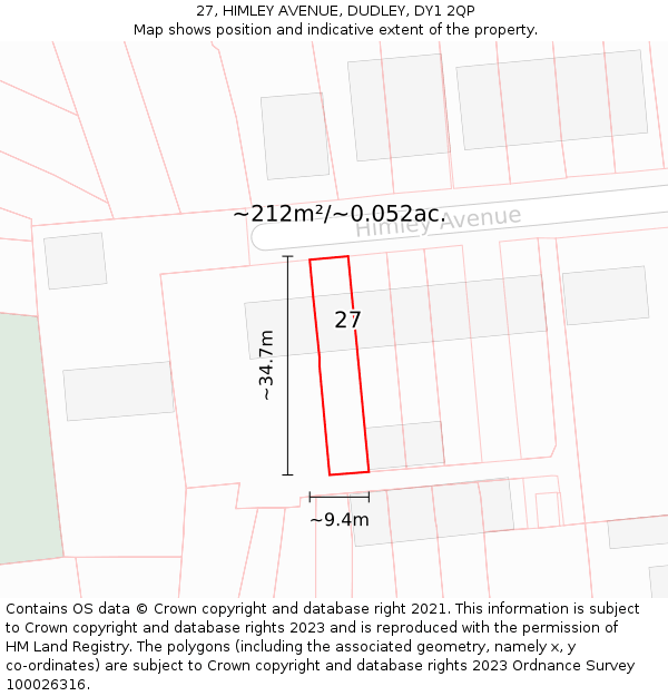 27, HIMLEY AVENUE, DUDLEY, DY1 2QP: Plot and title map