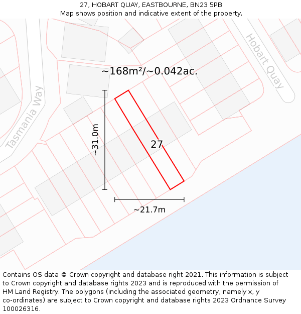 27, HOBART QUAY, EASTBOURNE, BN23 5PB: Plot and title map