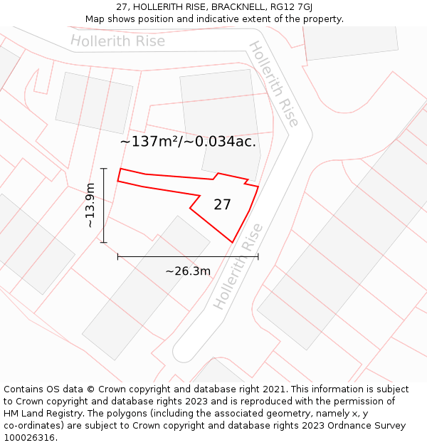 27, HOLLERITH RISE, BRACKNELL, RG12 7GJ: Plot and title map