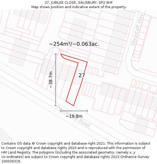27, JUBILEE CLOSE, SALISBURY, SP2 9HF: Plot and title map