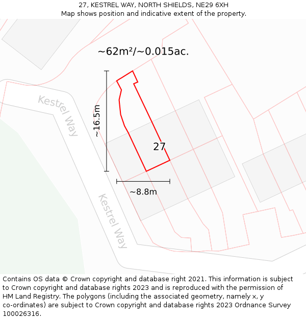 27, KESTREL WAY, NORTH SHIELDS, NE29 6XH: Plot and title map
