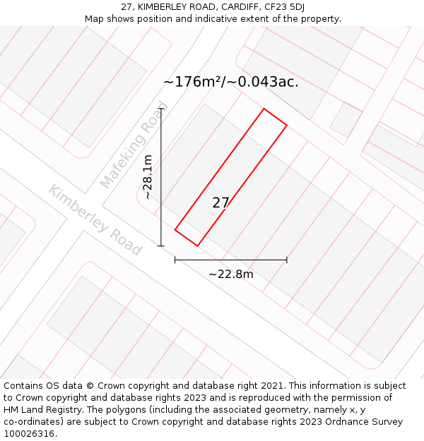 27, KIMBERLEY ROAD, CARDIFF, CF23 5DJ: Plot and title map