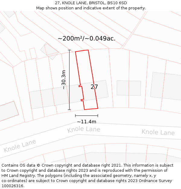27, KNOLE LANE, BRISTOL, BS10 6SD: Plot and title map