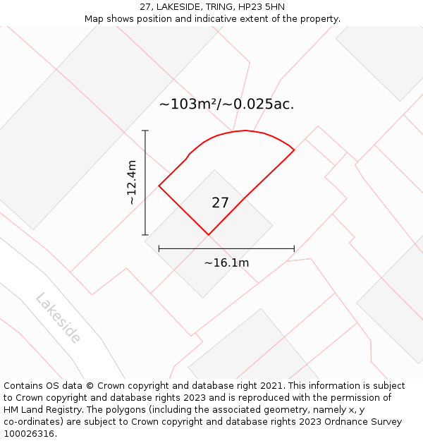 27, LAKESIDE, TRING, HP23 5HN: Plot and title map