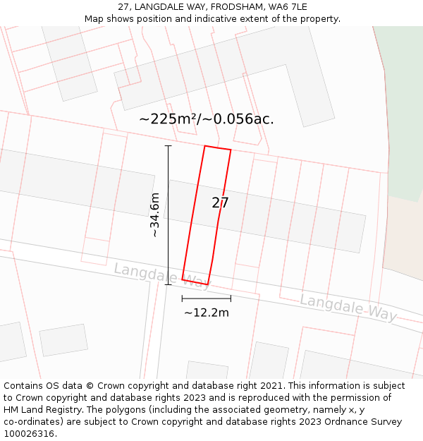 27, LANGDALE WAY, FRODSHAM, WA6 7LE: Plot and title map
