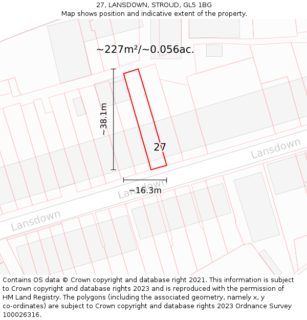 27, LANSDOWN, STROUD, GL5 1BG: Plot and title map