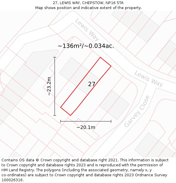 27, LEWIS WAY, CHEPSTOW, NP16 5TA: Plot and title map