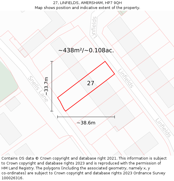 27, LINFIELDS, AMERSHAM, HP7 9QH: Plot and title map