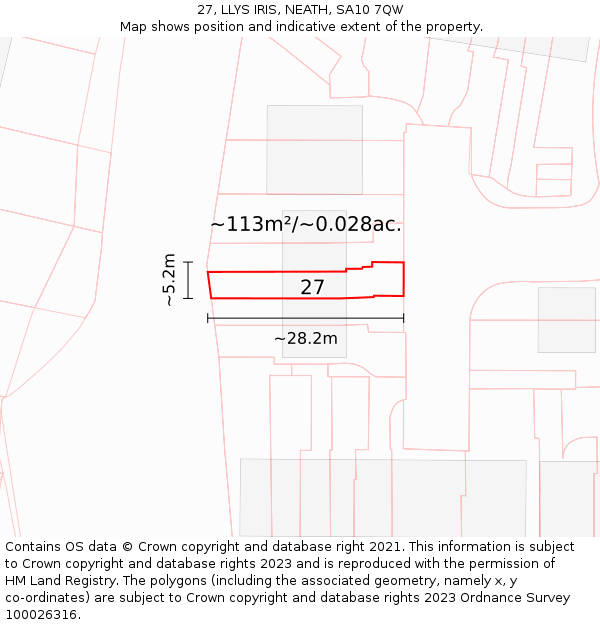 27, LLYS IRIS, NEATH, SA10 7QW: Plot and title map