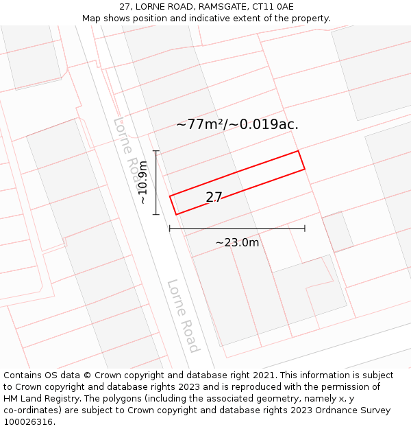 27, LORNE ROAD, RAMSGATE, CT11 0AE: Plot and title map