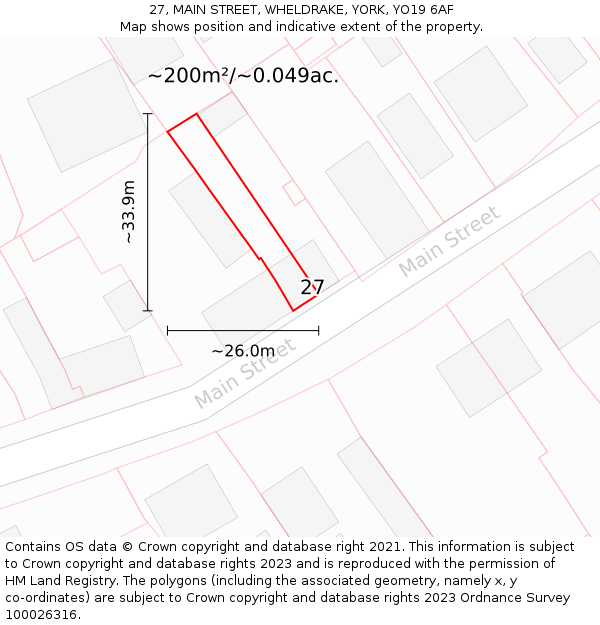27, MAIN STREET, WHELDRAKE, YORK, YO19 6AF: Plot and title map