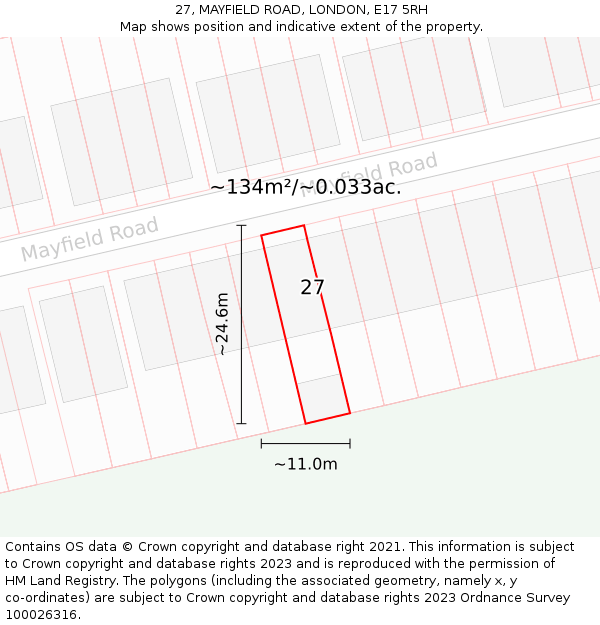27, MAYFIELD ROAD, LONDON, E17 5RH: Plot and title map