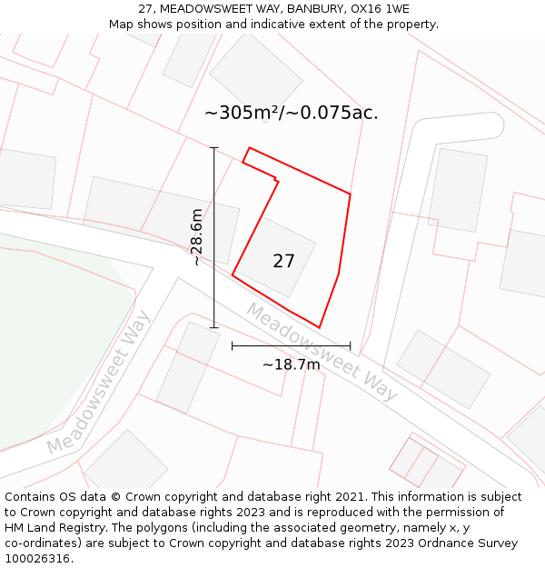 27, MEADOWSWEET WAY, BANBURY, OX16 1WE: Plot and title map