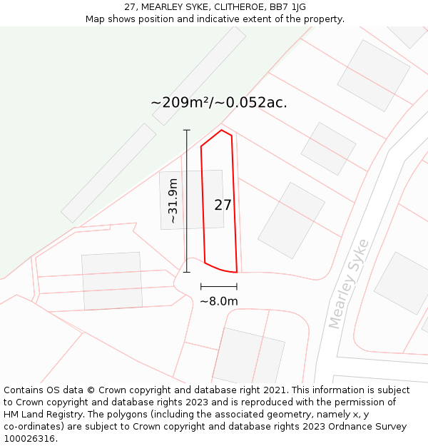 27, MEARLEY SYKE, CLITHEROE, BB7 1JG: Plot and title map