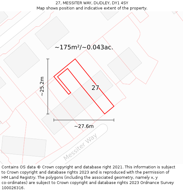 27, MESSITER WAY, DUDLEY, DY1 4SY: Plot and title map