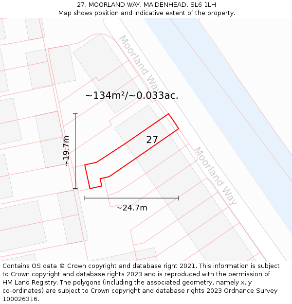 27, MOORLAND WAY, MAIDENHEAD, SL6 1LH: Plot and title map