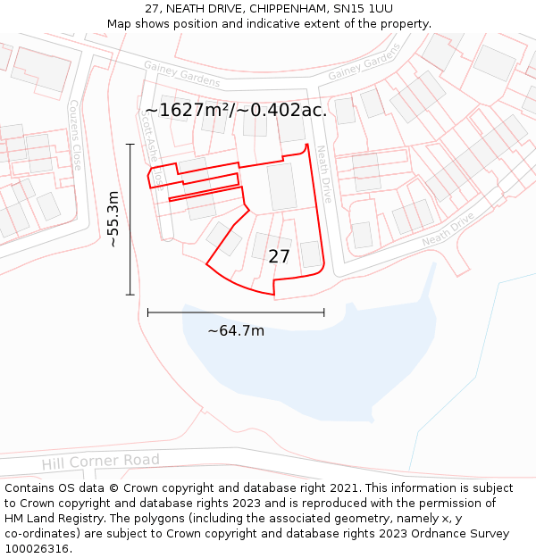 27, NEATH DRIVE, CHIPPENHAM, SN15 1UU: Plot and title map