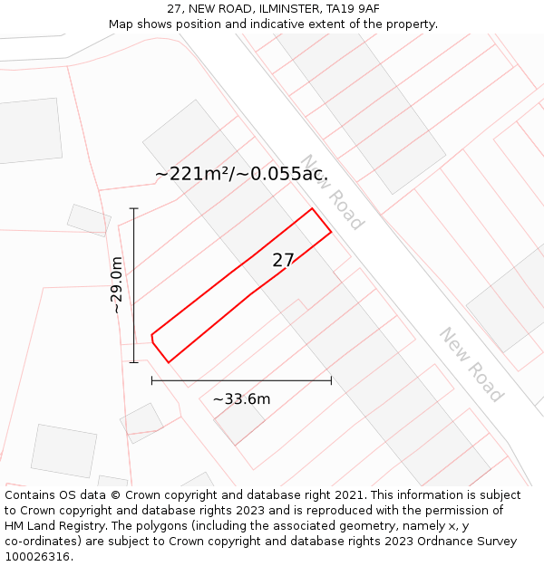 27, NEW ROAD, ILMINSTER, TA19 9AF: Plot and title map