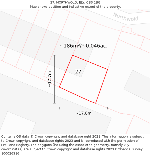 27, NORTHWOLD, ELY, CB6 1BG: Plot and title map