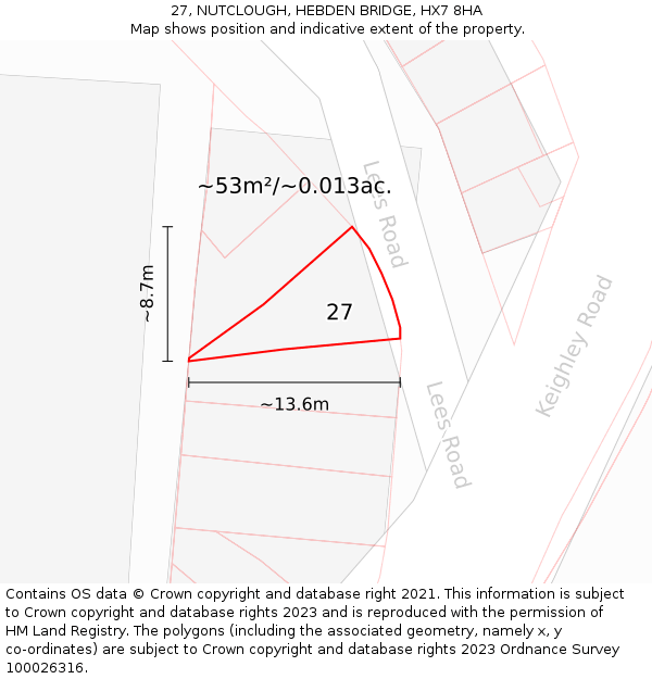 27, NUTCLOUGH, HEBDEN BRIDGE, HX7 8HA: Plot and title map