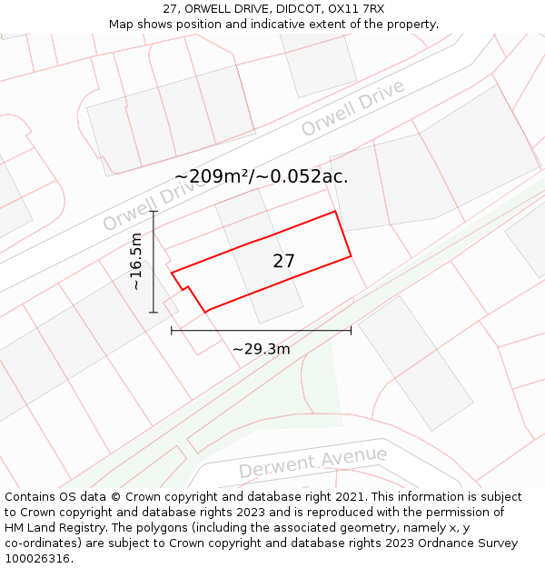 27, ORWELL DRIVE, DIDCOT, OX11 7RX: Plot and title map