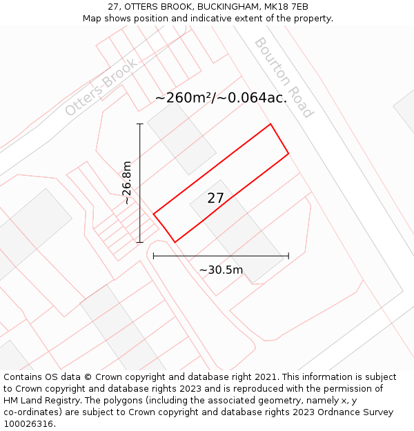 27, OTTERS BROOK, BUCKINGHAM, MK18 7EB: Plot and title map