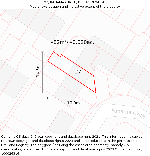 27, PANAMA CIRCLE, DERBY, DE24 1AE: Plot and title map