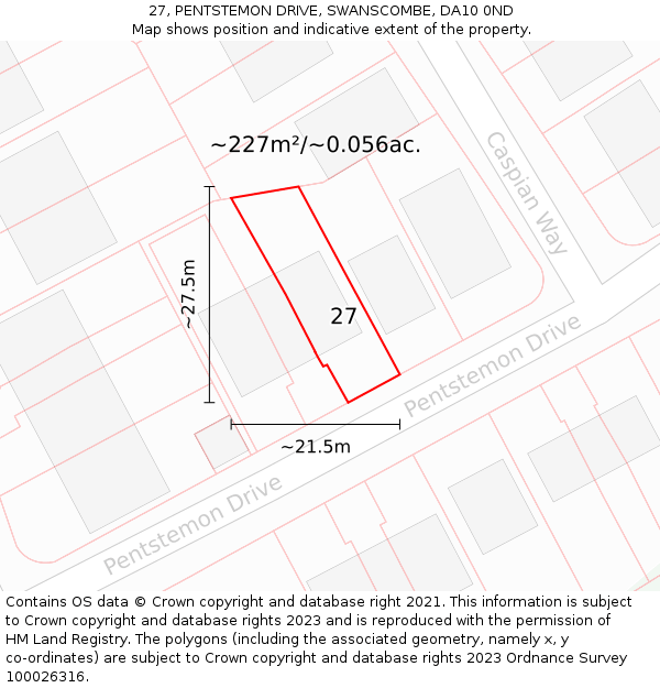 27, PENTSTEMON DRIVE, SWANSCOMBE, DA10 0ND: Plot and title map