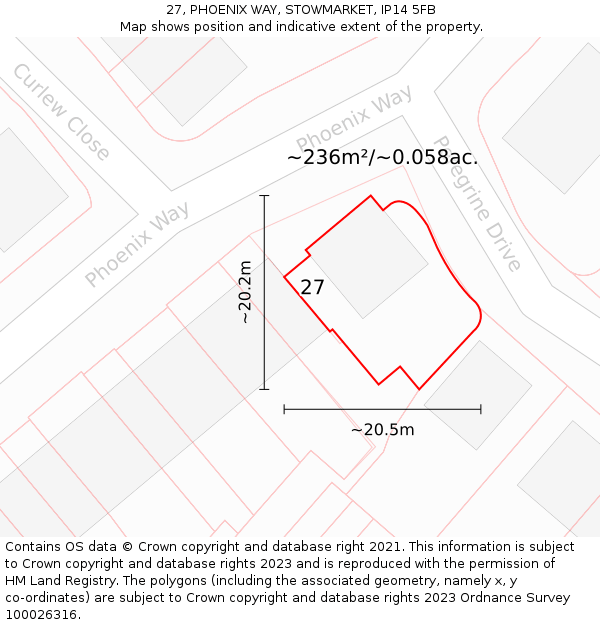 27, PHOENIX WAY, STOWMARKET, IP14 5FB: Plot and title map