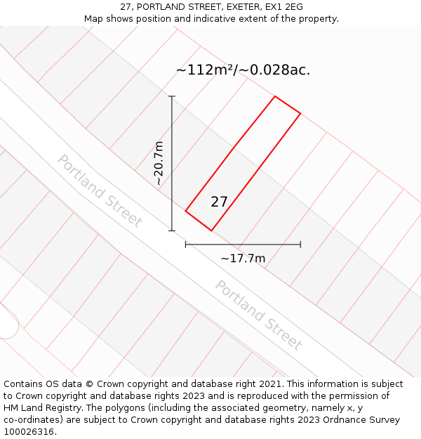 27, PORTLAND STREET, EXETER, EX1 2EG: Plot and title map
