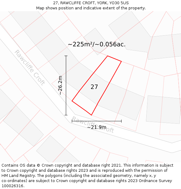 27, RAWCLIFFE CROFT, YORK, YO30 5US: Plot and title map