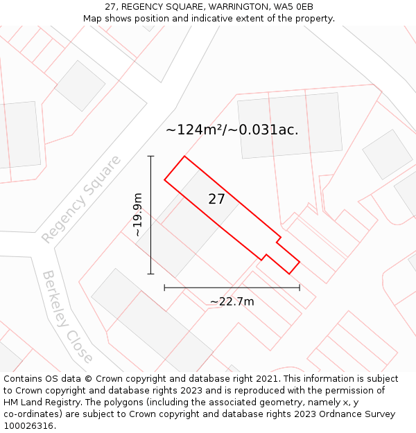 27, REGENCY SQUARE, WARRINGTON, WA5 0EB: Plot and title map