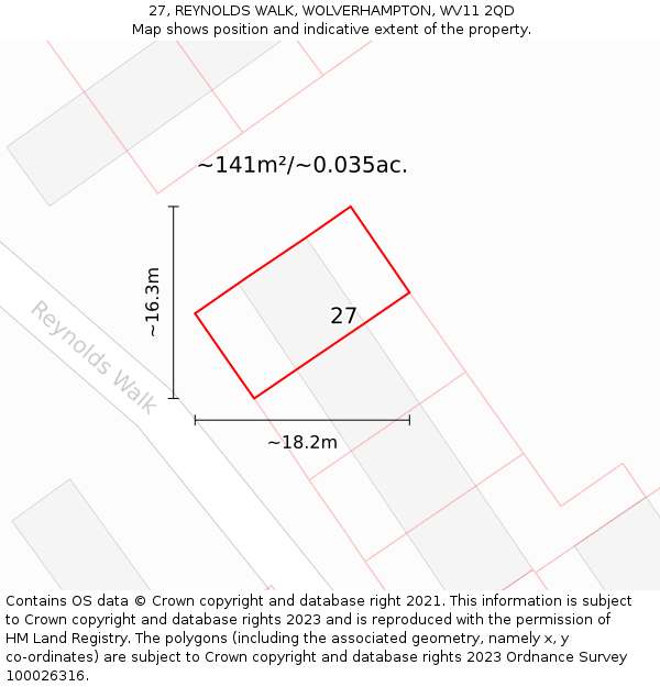27, REYNOLDS WALK, WOLVERHAMPTON, WV11 2QD: Plot and title map