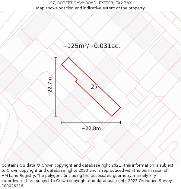27, ROBERT DAVY ROAD, EXETER, EX2 7AX: Plot and title map