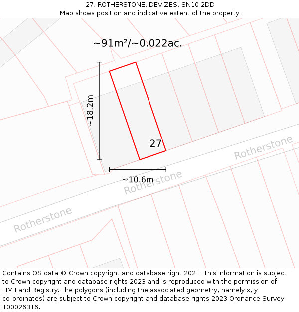 27, ROTHERSTONE, DEVIZES, SN10 2DD: Plot and title map