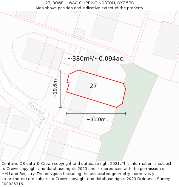 27, ROWELL WAY, CHIPPING NORTON, OX7 5BD: Plot and title map