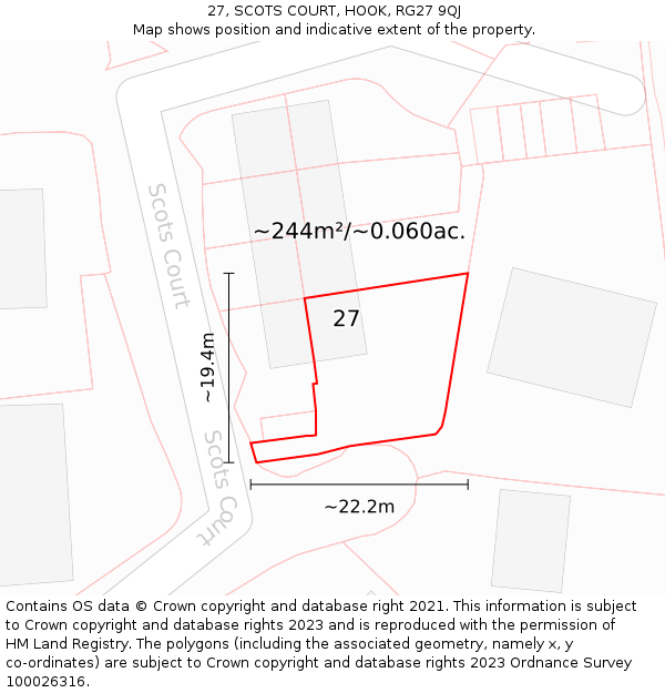 27, SCOTS COURT, HOOK, RG27 9QJ: Plot and title map