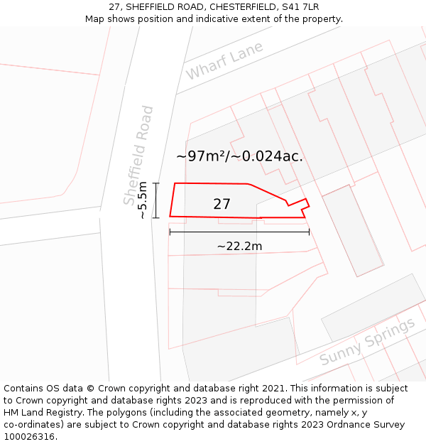 27, SHEFFIELD ROAD, CHESTERFIELD, S41 7LR: Plot and title map