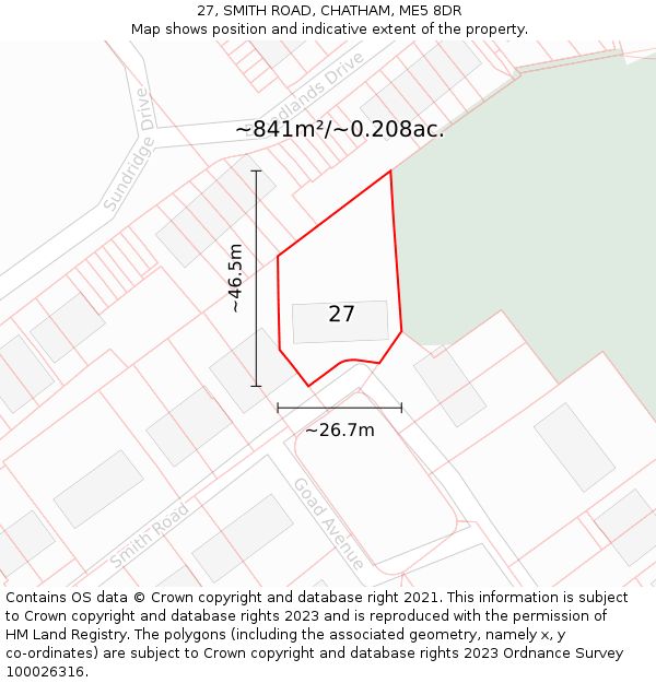 27, SMITH ROAD, CHATHAM, ME5 8DR: Plot and title map