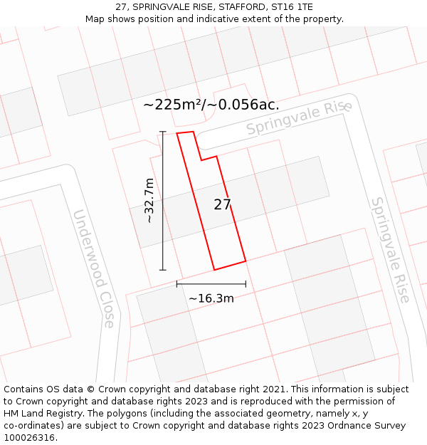 27, SPRINGVALE RISE, STAFFORD, ST16 1TE: Plot and title map