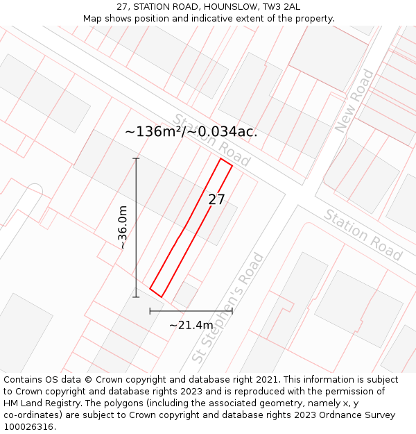27, STATION ROAD, HOUNSLOW, TW3 2AL: Plot and title map
